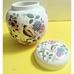 Vintage Sadler England Bird of Paradise Ginger Jar 5" Tall Lidded